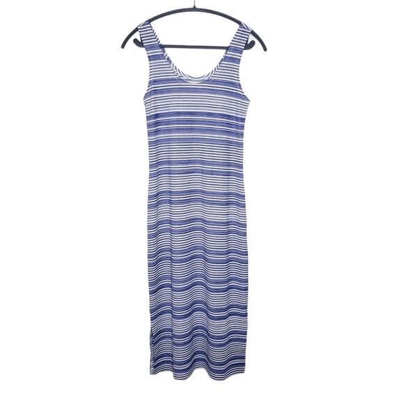 Lysse Mulholland Blue & White Striped Scoop Neck Midi Tank Dress New With Tag S - Picture 1 of 8